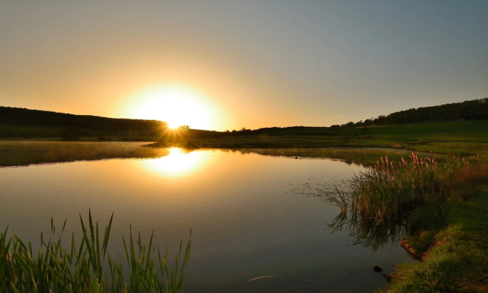 Sunset over Chatton Lakes